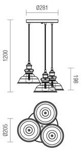 Redo 01-1004 - Lestenec na vrvici SAVILLE 3xE27/42W/230V