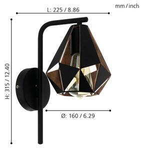 Eglo 43057 - Stenska svetilka CARLTON 1xE27/60W/230V