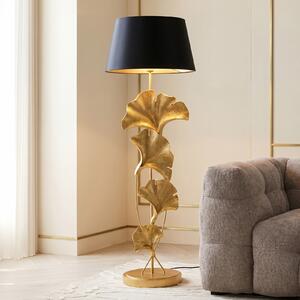 KARE Kare stoječa svetilka Ginkgo, zlata, lan, višina 129 cm, E27, Zlata / medeninasta, Dnevna soba / jedilnica, Tkanine / tekstil, Sodobni
