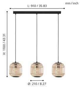 Eglo 43217 - Lestenec na vrvici BORDESLEY 3xE27/28W/230V