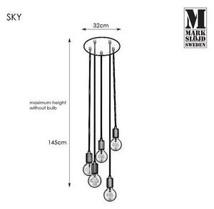 Markslöjd 107467 - Lestenec na vrvici SKY 5xE27/60W/230V