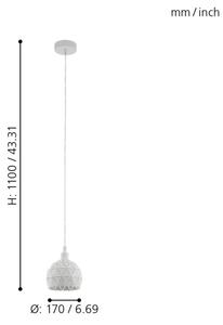 Eglo 33344 - Lestenec na vrvici ROCCAFORTE 1xE14/40W/230V