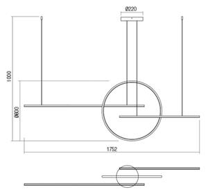 Redo 01-1737 - LED Zatemnitveni lestenec na vrvici GIOTTO LED/56W/230V črna