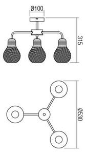 Redo 01-1576 - Nadgradni lestenec EDISON 3xE27/42W/230V