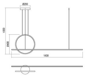 Redo 01-1735 - LED Zatemnitveni lestenec na vrvici GIOTTO LED/46W/230V črna