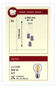 Paulmann 79627 - Lestenec na vrvici NORELL 3xE27/20W/230V