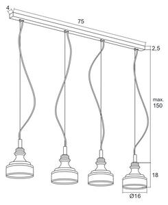 Argon 1650 - LED Lestenec na vrvici TULUZA 4xLED/5W/230V