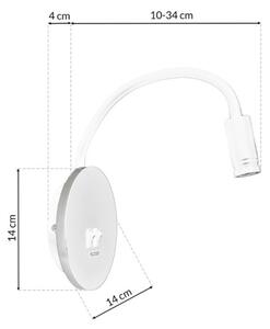 LED Fleksibilna stenska svetilka z USB BASE 1xLED/8W+1xLED/2W/230V bela/srebrna