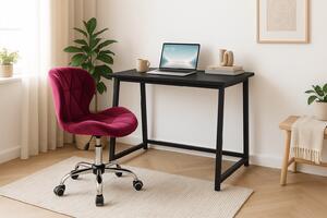 Set za pisarno – zložljiva pisalna miza ZARIMO 80×40 cm črna + pisarniški stol AVOLA VELVET vinsko rdeč