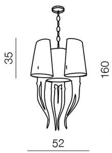 Azzardo AZ0028 - Lestenec na verigi DIABLO 6xE14/11W/230V bela