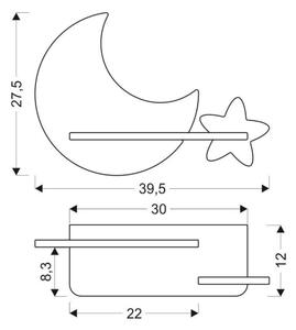 LED Otroška stenska svetilka s polico MOON LED/5W/230V