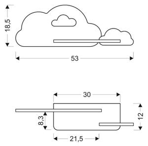 LED Otroška stenska svetilka s polico CLOUD LED/5W/230V modra