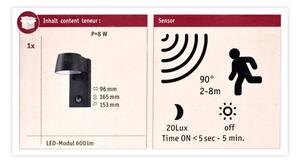 Paulmann 94453 - LED/6W IP44 Zunanja stenska svetilka s senzorjem CAPEA 230V