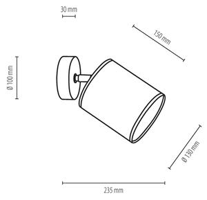 Spot-Light 56745174 - Stenska svetilka APRILLIA 1xE27/25W/230V hrast siva