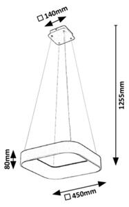 Rabalux - LED Zatemnitveni lestenec na vrvici LED/28W/230V kvadrat 3000-6000K + Daljinski upravljalnik