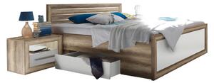 POSTELJNA GARNITURA 180 cm x 200 cm , leseni material bela, barve hrasta
