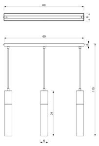 Lestenec na vrvici CASSA 3xGU10/8W/230V bela