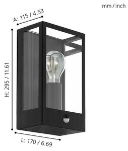 Eglo 99587 - Zunanja stenska svetilka s senzorjem ALAMONTE 1xE27/60W/230V IP44