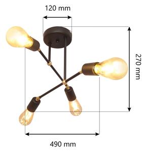 Nadgradni lestenec ROSETTE 4xE27/60W/230V črna/zlata