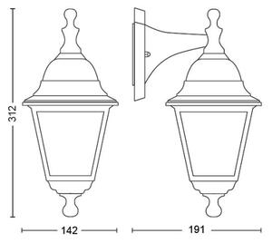 Philips 1747230PN - Zunanja stenska svetilka LIMA 1xE27/60W/230V IP44