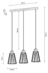 Spot-Light 1311374 - Lestenec na vrvici ORAZIO 3xE27/60W/230V hrast