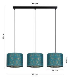 Lestenec na vrvici REZO 3xE27/60W/230V turkizna