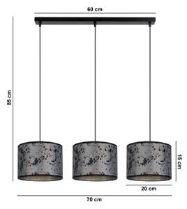 Lestenec na vrvici REZO 3xE27/60W/230V siv