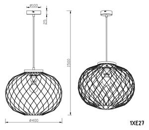 Globo 54039H - Lestenec na vrvici LACKY 1xE27/60W/230V