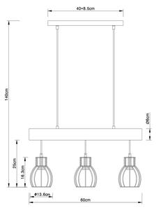 Globo 15326-3NB - Lestenec na vrvici MINA 3xE27/60W/230V