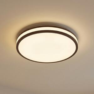 Lindby LED-stropna svetilka Emiva, Ø 40 cm, temno leseno, CCT, Les, Dnevna soba / jedilnica, Les, Sodobni