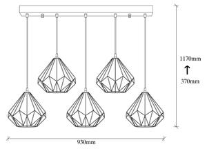 Lestenec na vrvici DIAMOND 5xE27/100W/230V