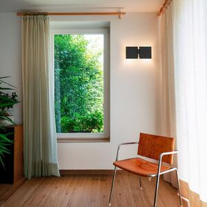 Wever & Ducré Lighting WEVER DUCRÉ stenska svetilka CG Square, črna, širina 21 cm, 2-žarilna, Črna, Dnevna soba / jedilnica, Kovina, Sodobni