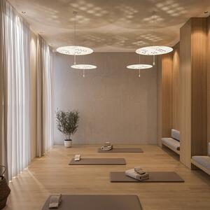 Wever & Ducré Lighting WEVER DUCRÉ LED-visoka svetilka Shedda Ø 70 cm, barva svetlobe 2700 K, zatemnjen, Bež, Dnevna soba / jedilnica, Aluminij, Sodobni