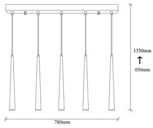 LED Lestenec na vrvici UGUR 5xLED/3W/230V