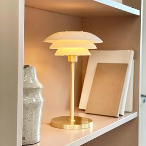 Dyberg Larsen LED-akumulatorska namizna svetilka DL20, višina 30 cm, steklo, zatemnjen, Zlata / medeninasta, Dnevna soba / jedilnica, Kovina, Dizajn