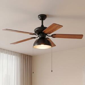 Lucande stropni ventilator s svetlobo Shamoian, tih, Ø 130 cm, Črna, Dnevna soba / jedilnica, Kovina, Vintage