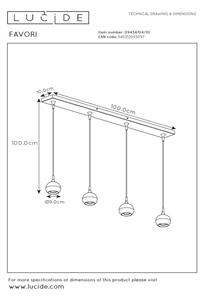 Lucide 09434/04/30 - Lestenec na vrvici FAVORI 4xGU10/5W/230V črn