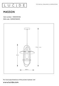 Lucide 74309/01/02 - Lestenec na vrvici MASSON 1xE27/40W/230V zlat