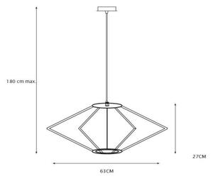 Lucide 73407/63/02 - Lestenec na vrvici DIAMOND 1xE27/60W/230V