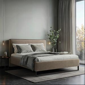 OBLAZINJENA POSTELJA 140 cm x 200 cm , les, tekstil, leseni material rjava