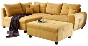 ECKSOFA inkl. Hocker, mikrovelur rumena