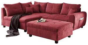 ECKSOFA inkl. Hocker, mikrovelur barve gozdnih sadežev