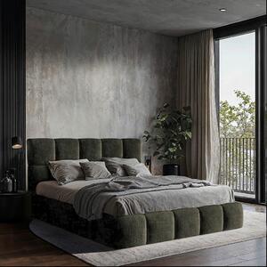 OBLAZINJENA POSTELJA 140 cm x 200 cm , les, tekstil, leseni material siva