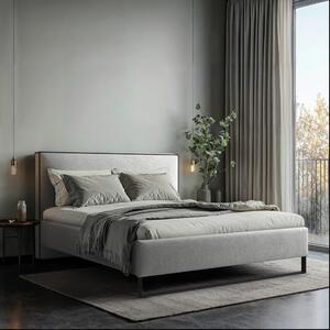 OBLAZINJENA POSTELJA 140 cm x 200 cm , les, tekstil, leseni material bež