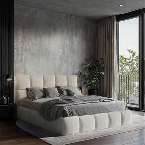 OBLAZINJENA POSTELJA 140 cm x 200 cm , les, tekstil, leseni material bež