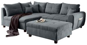 ECKSOFA inkl. Hocker, mikrovelur antracit