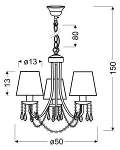 Lestenec na verigi RUTI 3xE14/40W/230V