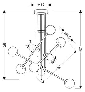 Lestenec na drogu PAKSOS 6xG9/5W/230V črn