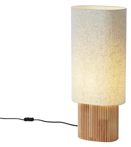 Japandi stoječa svetilka lesena z lanenim senčilom 70cm - Lamel
