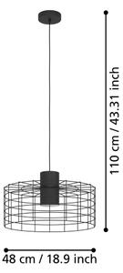 Eglo 43628 - Lestenec na vrvici MILLIGAN 1xE27/40W/230V pr. 48 cm črn